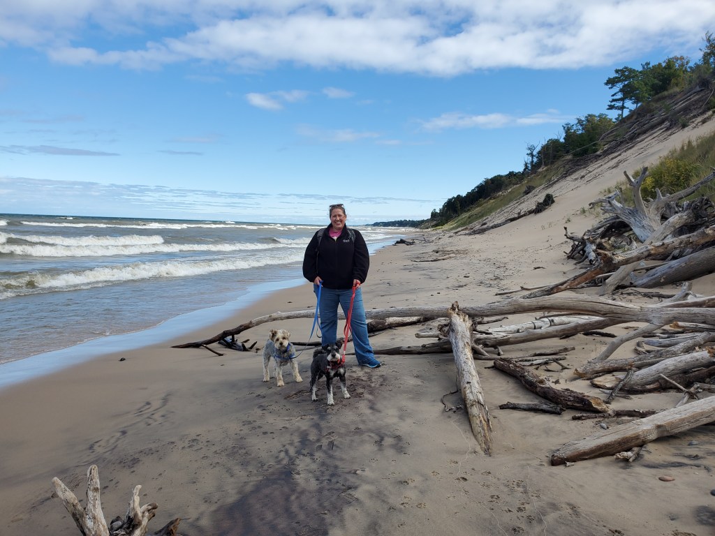 Becky & Pups Lake Michigan